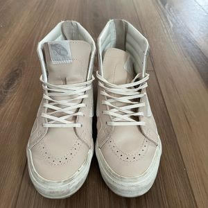 VANS baby pink zip back hi-top sneakers
